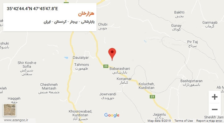 روستای هزارخان بر روی نقشه
