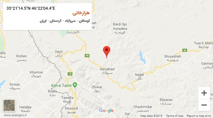 روستای هزارخانی بر روی نقشه