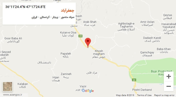 روستای جعفرآباد بر روی نقشه