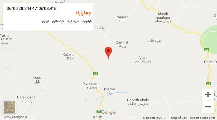 روستای جعفرآباد بر روی نقشه