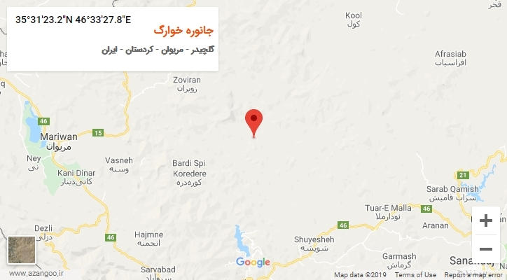 روستای جانوره خوارگ بر روی نقشه