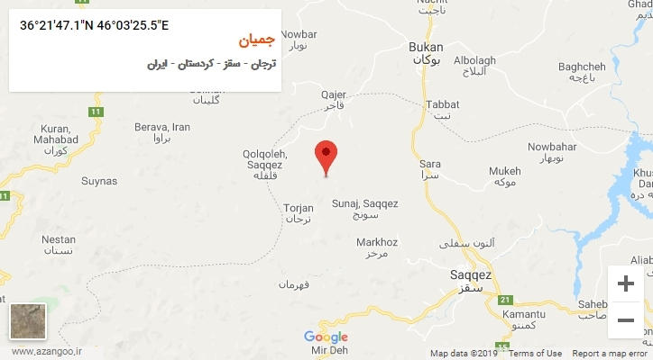 روستای جمیان بر روی نقشه