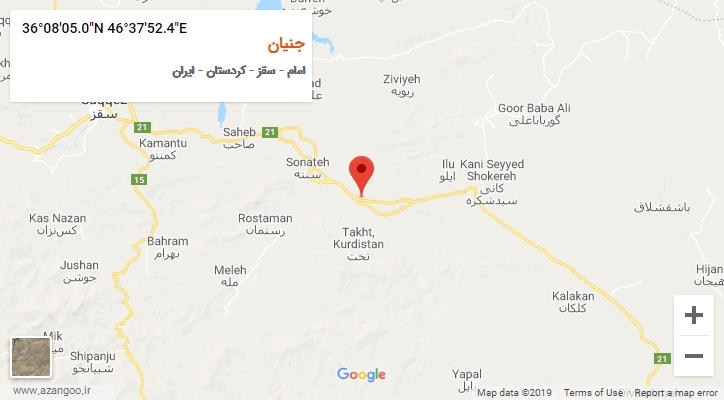 روستای جنیان بر روی نقشه