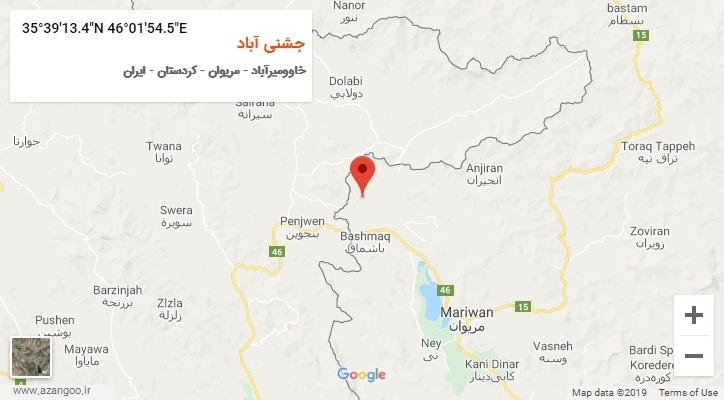 روستای جشنی آباد بر روی نقشه