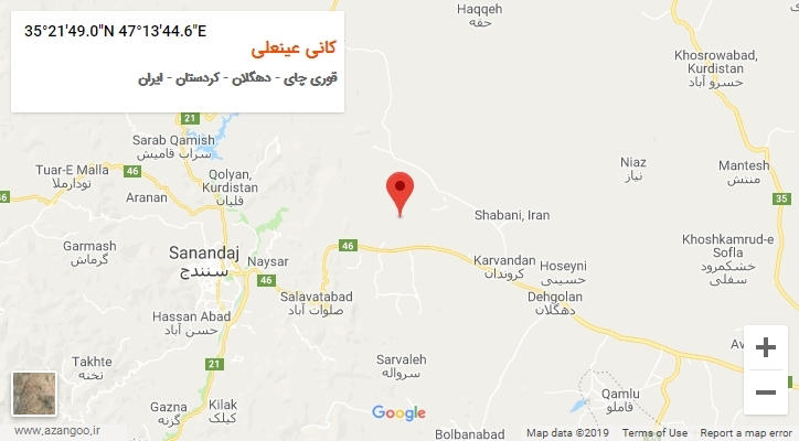 روستای کانی عینعلی بر روی نقشه