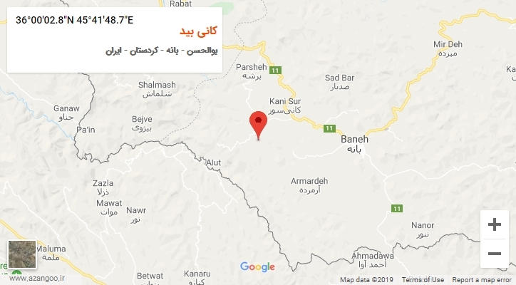 روستای کانی بید بر روی نقشه