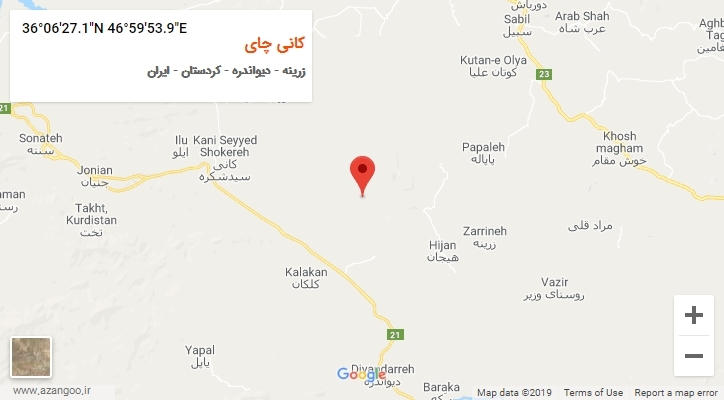 روستای کانی چای بر روی نقشه