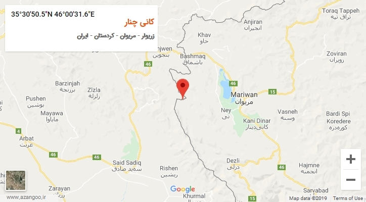 روستای کانی چنار بر روی نقشه