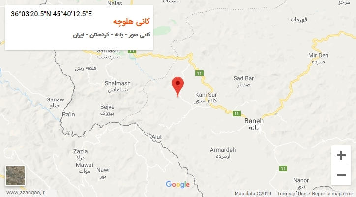 روستای کانی هلوچه بر روی نقشه