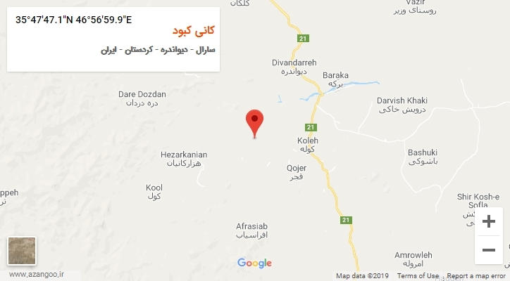 روستای کانی کبود بر روی نقشه