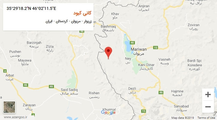 روستای کانی کبود بر روی نقشه