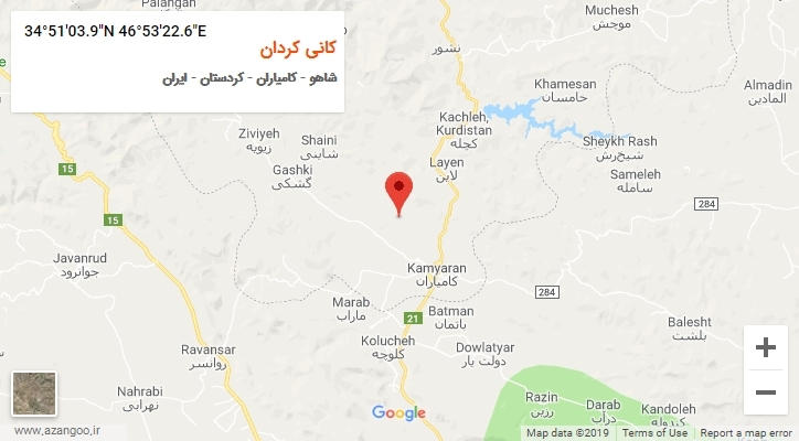 روستای کانی کردان بر روی نقشه