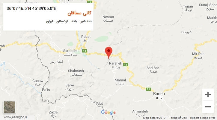 روستای کانی سمآقان بر روی نقشه