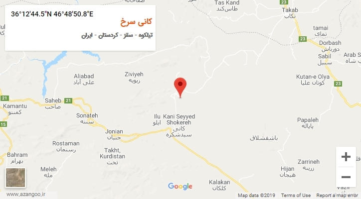 روستای کانی سرخ بر روی نقشه