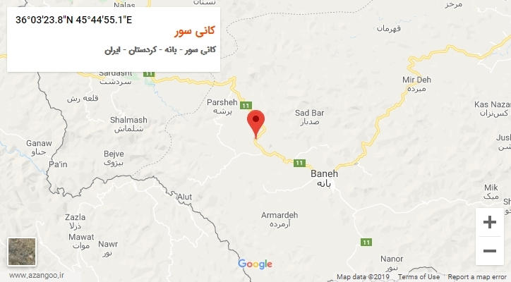 روستای کانی سور بر روی نقشه