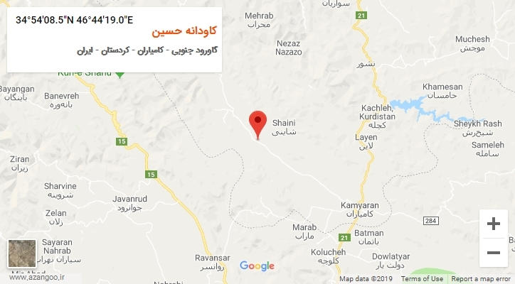روستای کاودانه حسین بر روی نقشه