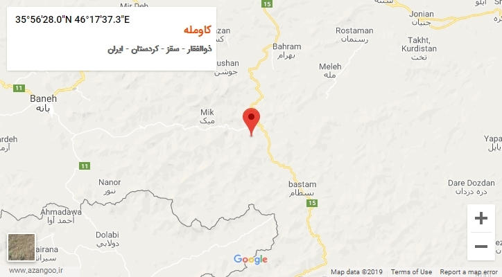 روستای کاومله بر روی نقشه