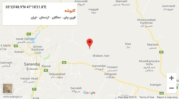 روستای کایوشه بر روی نقشه