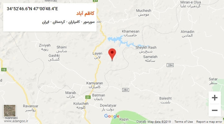 روستای کاظم آباد بر روی نقشه