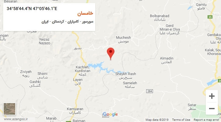 روستای خامسان بر روی نقشه