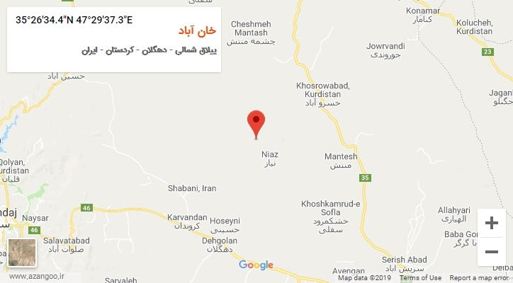 روستای خان آباد بر روی نقشه