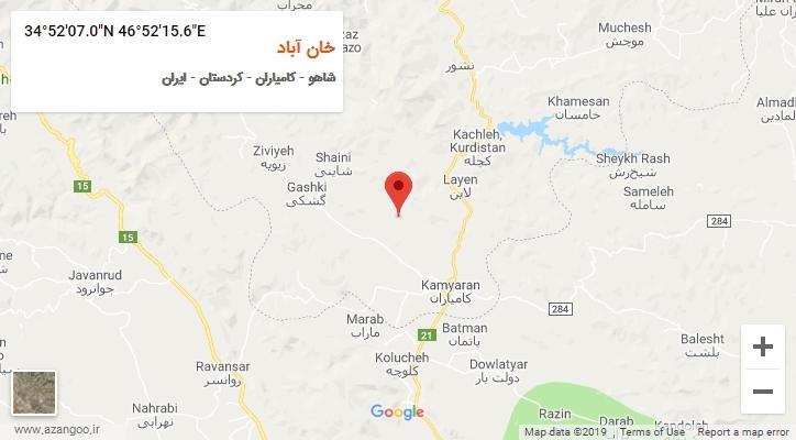 روستای خان آباد بر روی نقشه