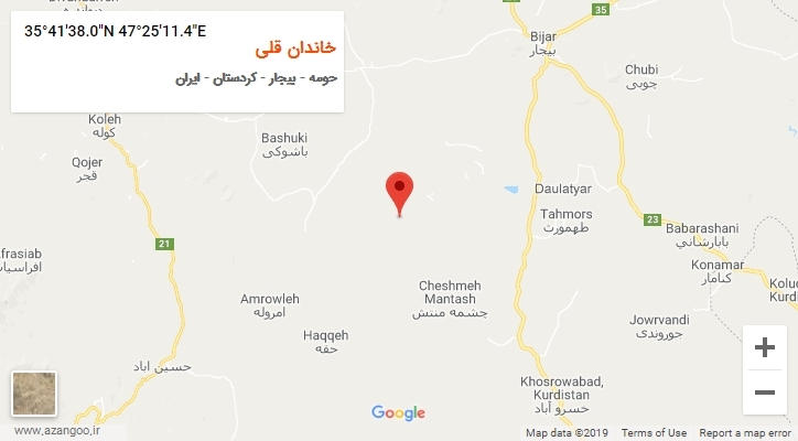 روستای خاندان قلی بر روی نقشه