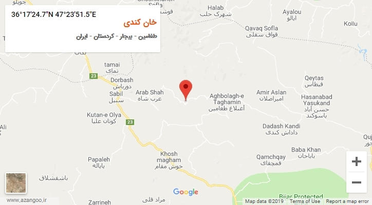 روستای خان کندی بر روی نقشه