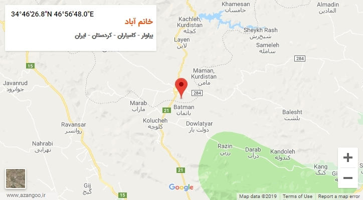 روستای خانم آباد بر روی نقشه