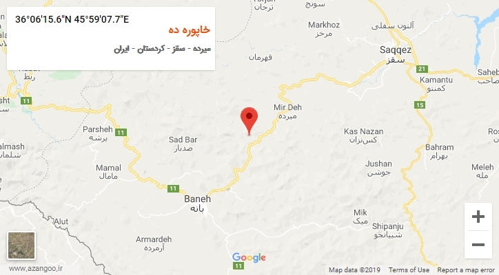 روستای خاپوره ده بر روی نقشه