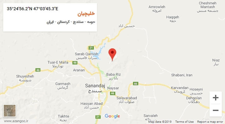 روستای خلیچیان بر روی نقشه