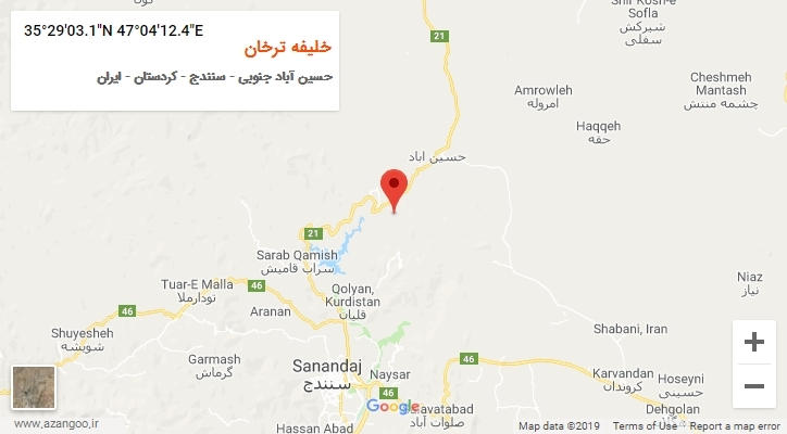 روستای خلیفه ترخان بر روی نقشه