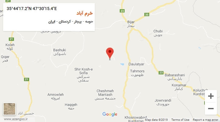 روستای خرم آباد بر روی نقشه