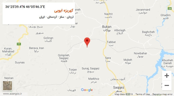 روستای کهریزه ایوبی بر روی نقشه
