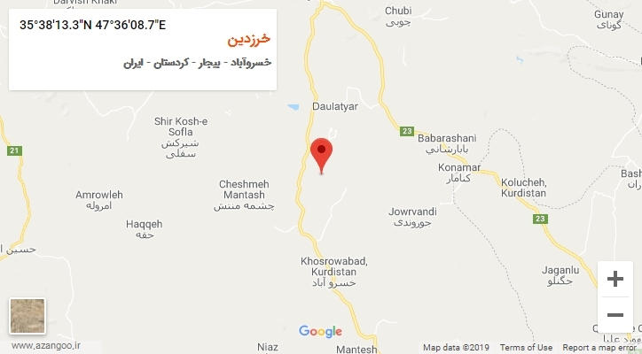 روستای خرزدین بر روی نقشه