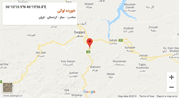 روستای خورده لوکی بر روی نقشه