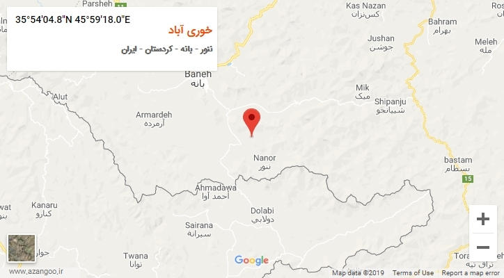 روستای خوری آباد بر روی نقشه