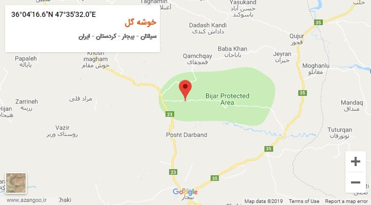 روستای خوشه گل بر روی نقشه