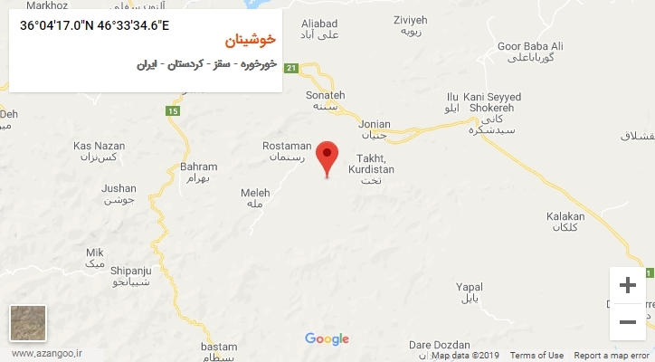 روستای خوشینان بر روی نقشه