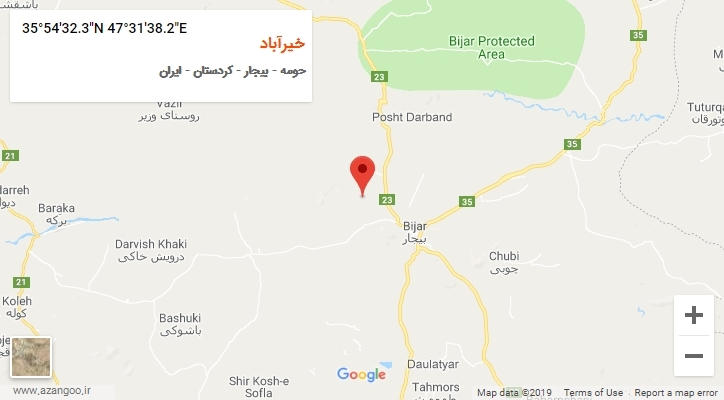 روستای خیرآباد بر روی نقشه