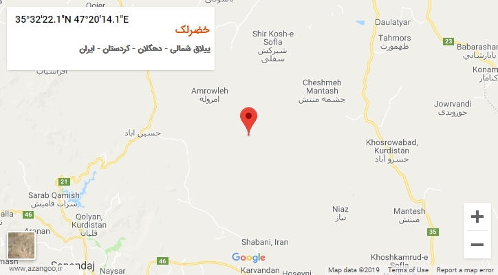 روستای خضرلک بر روی نقشه