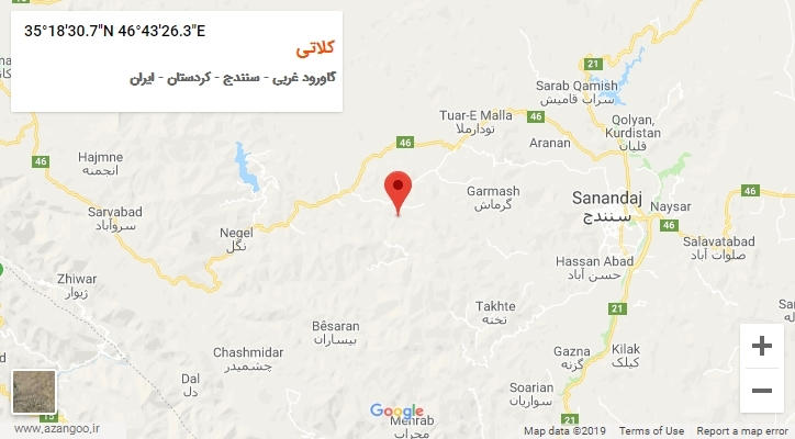 روستای کلاتی بر روی نقشه