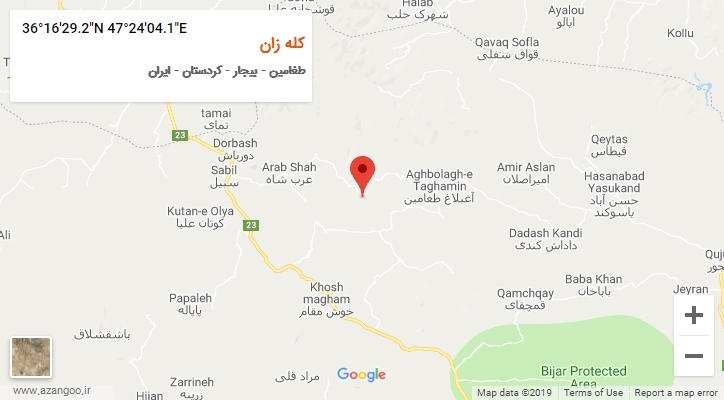 روستای کله زان بر روی نقشه