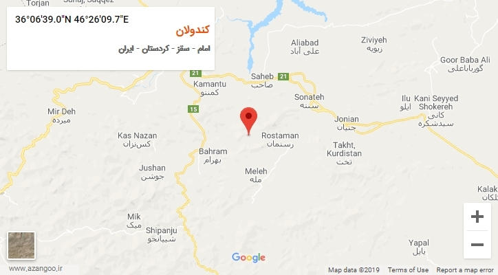 روستای کندولان بر روی نقشه
