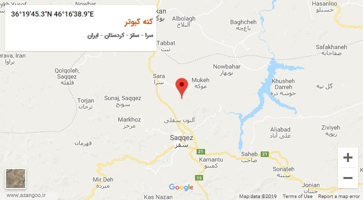 روستای کنه کبوتر بر روی نقشه