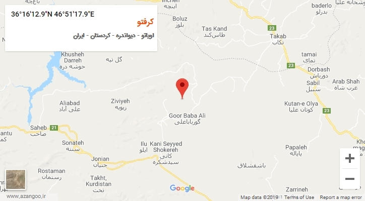 روستای کرفتو بر روی نقشه