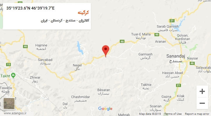 روستای کرگینه بر روی نقشه