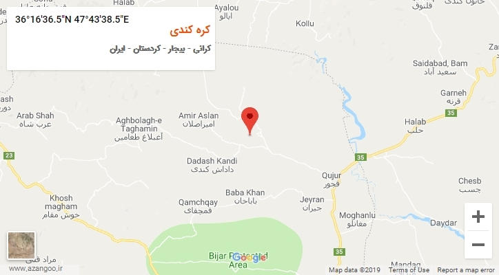 روستای کره کندی بر روی نقشه