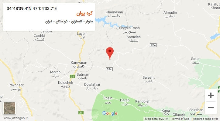 روستای کره پوان بر روی نقشه