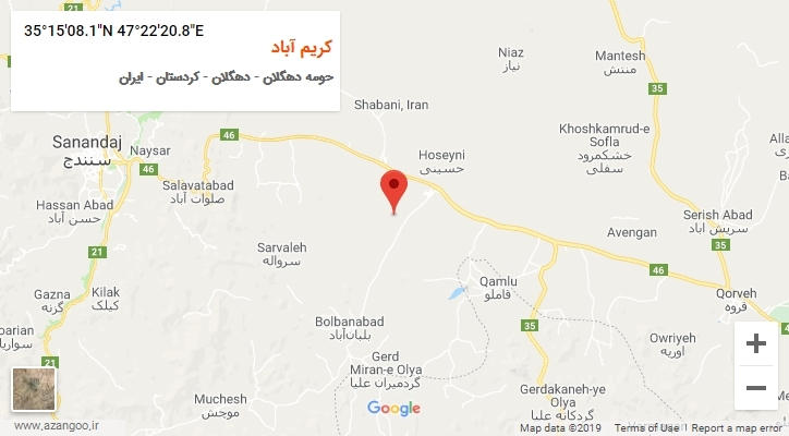 روستای کریم آباد بر روی نقشه